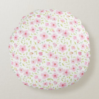 Coussins Ronds Oreiller rond délicat à fleurs aquarelles