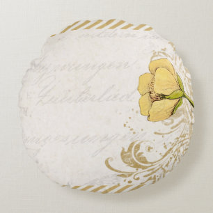 Coussins Ronds Oreiller rond Fleur Jaune