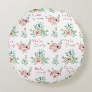 Coussins Ronds Oreiller rond floral à cactus personnalisé