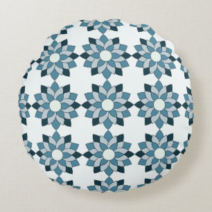 Coussins Ronds Oreiller rond floral géométrique Bloom vert et sar