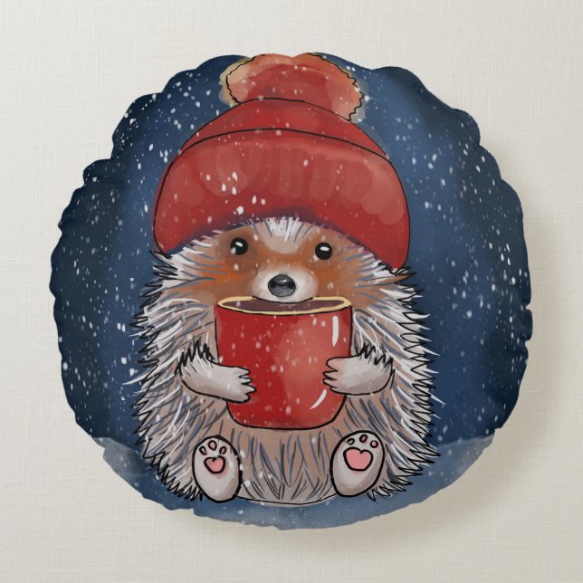 Coussins Ronds Oreiller rond hérisson mignon (Devant)