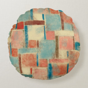 Coussins Ronds Oreiller rond jeté à carreaux géométriques abstrai