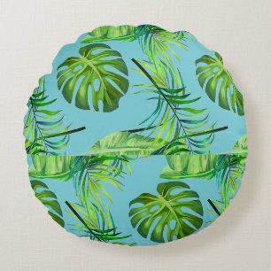 Coussins Ronds Oreiller Rond Jeté - Feuilles Tropicales