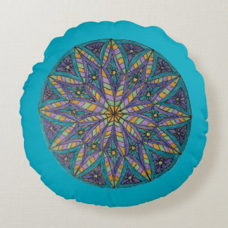 Coussins Ronds Oreiller rond jeté Mandala en éclatement d'étoiles