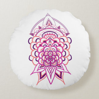 Coussins Ronds Oreiller rond jeté mandala floral rose | Esthétiqu