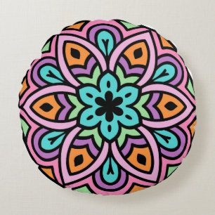 Coussins Ronds Oreiller rond Mandala Fleuri