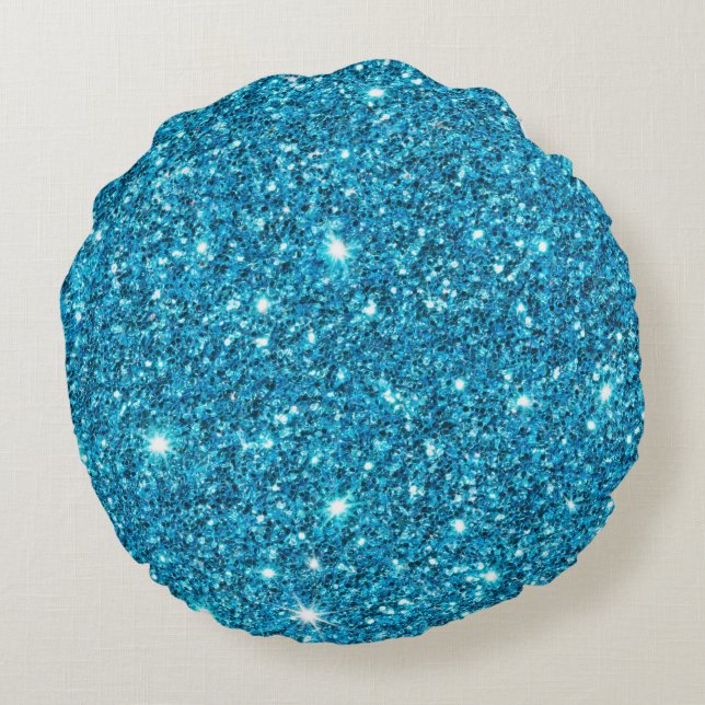 Coussins Ronds Oreiller rond Parties scintillant bleu clair (Dos)