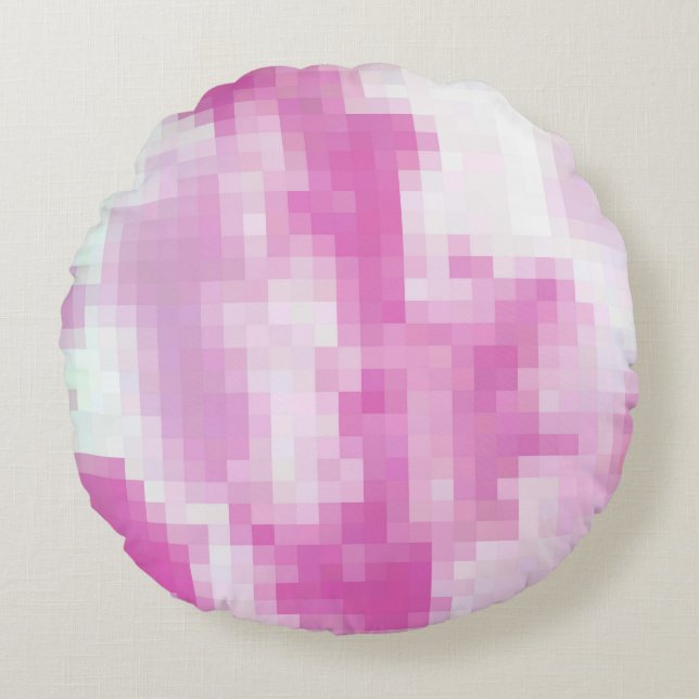 Coussins Ronds Oreiller rond Pixelé rose (Devant)