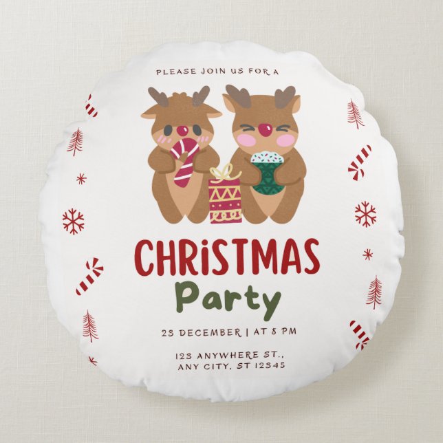 Coussins Ronds Oreiller Rond pour Fête de Noël (Devant)
