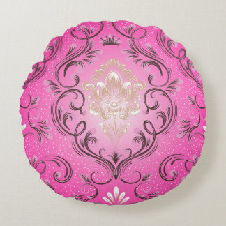 Coussins Ronds Oreiller rond rose Damas