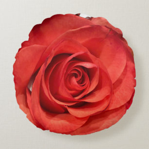 Coussins Ronds Oreiller rond vibrant de fleur de rose rouge photo