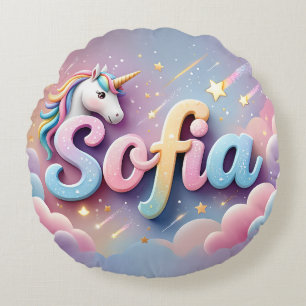 Coussins Ronds Oreiller Sofia Licorne Pastel Personnalisé