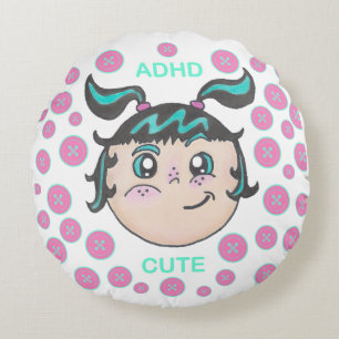 Coussins Ronds Oreiller TDAH avec illustration "TDAH Mignon"