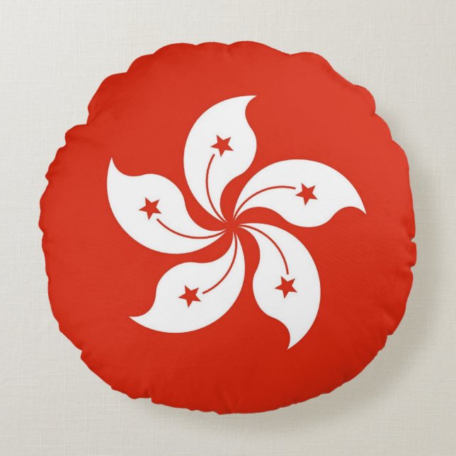 Coussins Ronds Oreillers à lancer rond avec drapeau de Hong Kong (Devant)