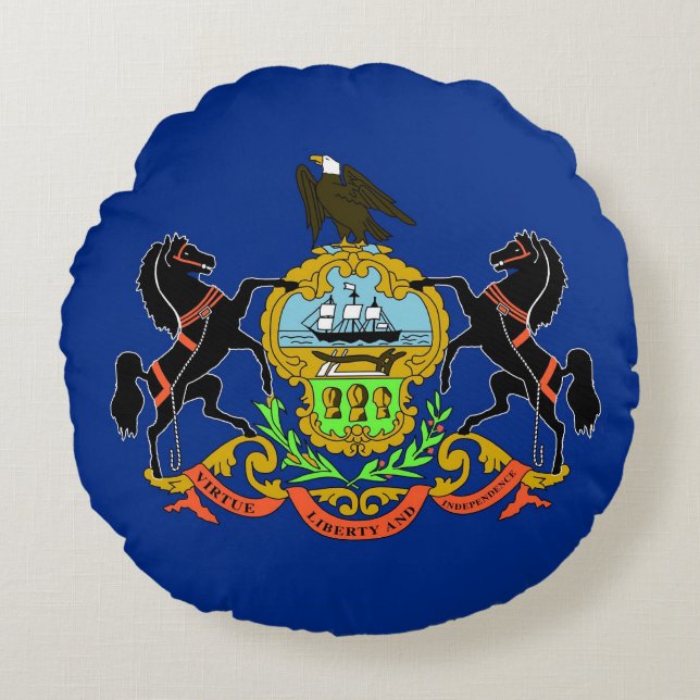 Coussins Ronds Oreillers à lancer rond avec drapeau de Pennsylvan (Devant)