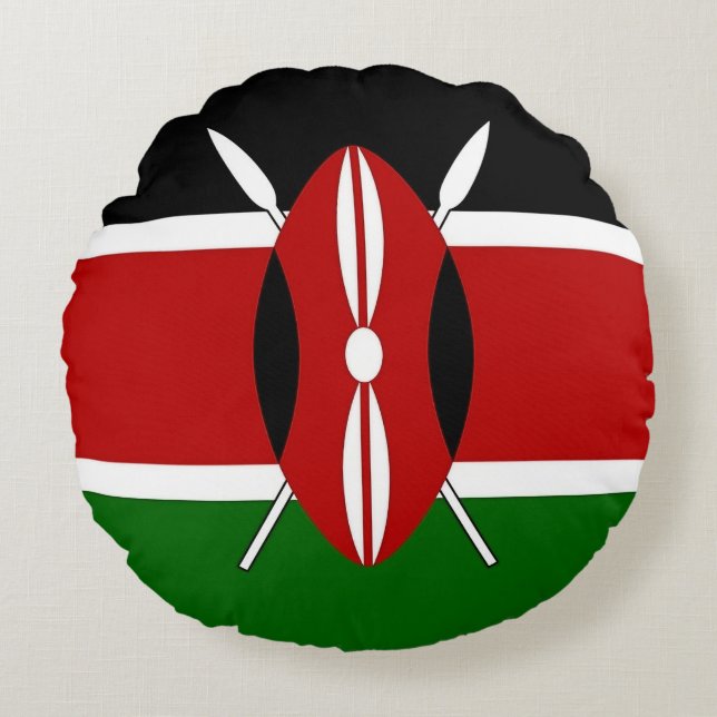 Coussins Ronds Oreillers à lancer rond avec drapeau du Kenya (Devant)