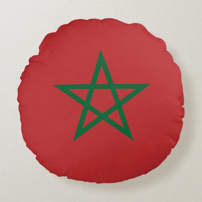 Coussins Ronds Oreillers à lancer rond avec drapeau du Maroc (Devant)