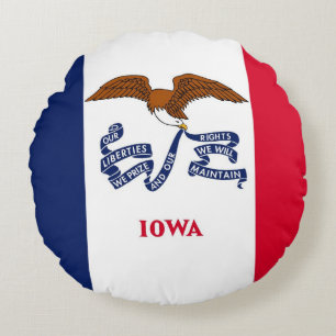 Coussins Ronds Oreillers à lancer rond avec le drapeau de l'Iowa,
