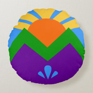 Coussins Ronds Oreillers à lancer rond avec le drapeau de Manitou