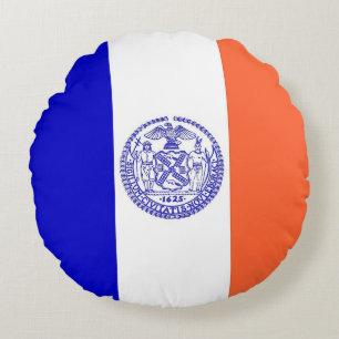 Coussins Ronds Oreillers à lancer rond avec le drapeau de New Yor
