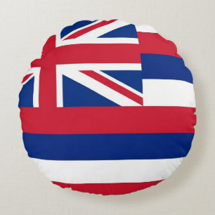 Coussins Ronds Oreillers à lancer rond avec le drapeau d'Hawaii, 