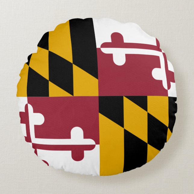 Coussins Ronds Oreillers à lancer rond avec le drapeau du Marylan (Devant)