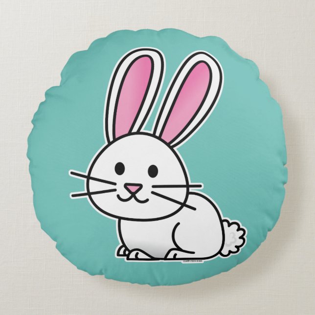 Coussins Ronds Oreilles de queue pelucheuse blanche chanceuse de (Devant)