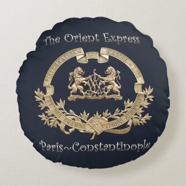 Coussins Ronds Orient Express Train Logo~Paris/Constantinople ~  (Devant)