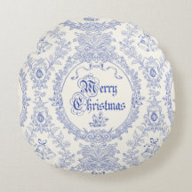 Ornate Classic Vintage Joyeux Noël Bleu Toile