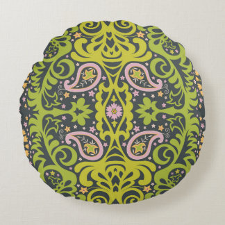 Coussins Ronds ornement de paisley orientale; flacon décoratif sa
