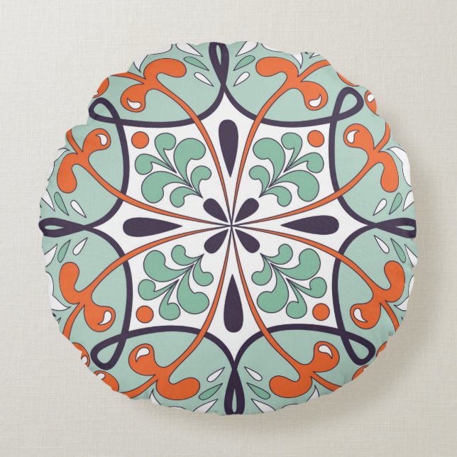 Coussins Ronds Ornement floral traditionnel oriental, Jusqu maroc (Devant)