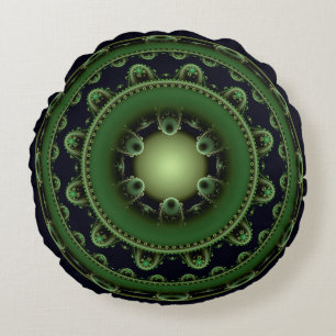 Coussins Ronds Ornement vert rond oriental