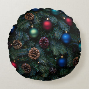 Coussins Ronds Ornements de sapin de Noël élégants classiques