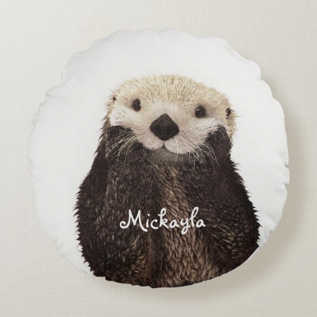 Coussins Ronds Otter personnalisé Adorable fille (Devant)