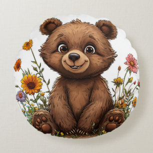 Coussins Ronds Ours en dessin animé adorable