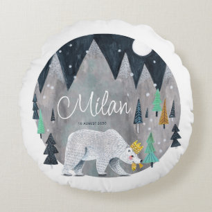 Coussins Ronds Ours hiver montagnes Moune