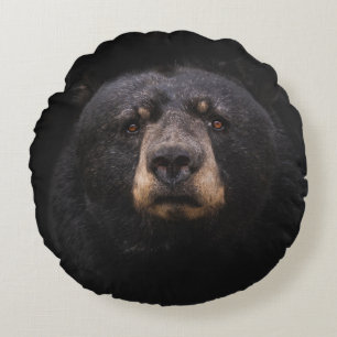 COUSSINS RONDS OURS NOIR SUR BRANCHE BROWN EN BOIS ARBRE