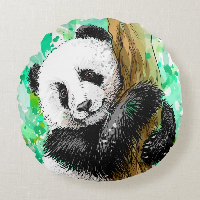 Coussins Ronds Ours Panda (Devant)