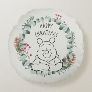 Coussins Ronds Ourson Bonne couronne de Noël