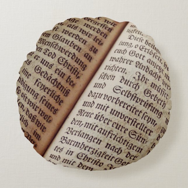 Coussins Ronds Page du livre biblique écriture texture (Devant)