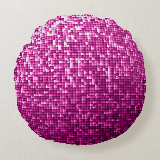 Coussins Ronds Paillettes rose parties scintillant (Devant)