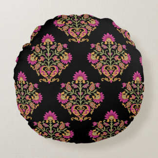Coussins Ronds Paisley floral moghol, design sans soudure.