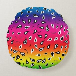Coussins Ronds Paisley Rainbow
