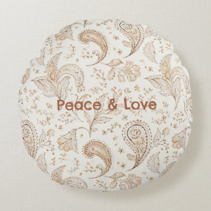 Coussins Ronds Paix Amour Bohème Hippie Années Soixante Paisley