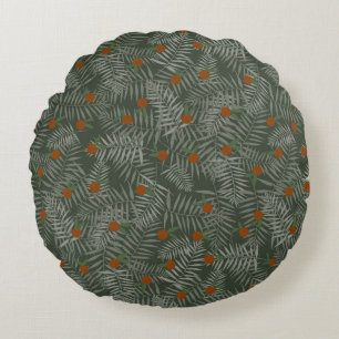 Coussins Ronds Palm Feuilles & Oranges