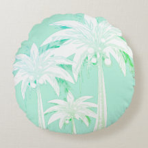 Palm Tree Seafoam Green White Tropical Beach House
