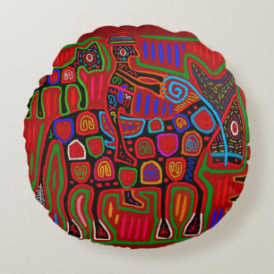 Coussins Ronds Panama Mola - Sauvez une balade à cheval sur un co