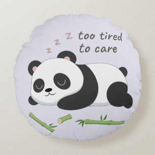 Coussins Ronds Panda en mode sommeil – Art d'ours paresseux migno