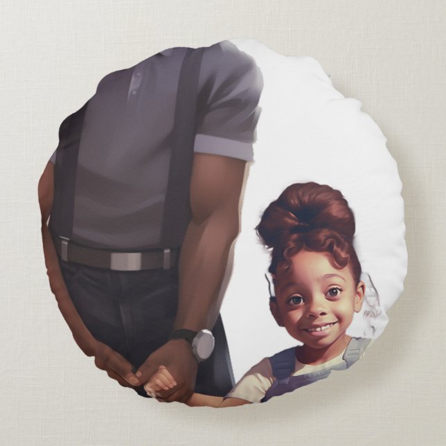 Coussins Ronds Panola, Dad & Ivory Elephant Keepsake Round Pillow (Dos)