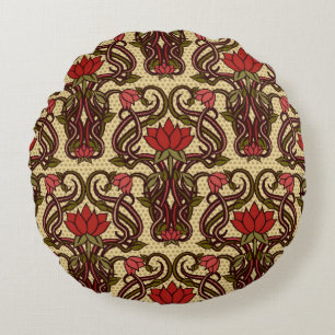 Coussins Ronds Papier peint floral sans charme dans un style Art